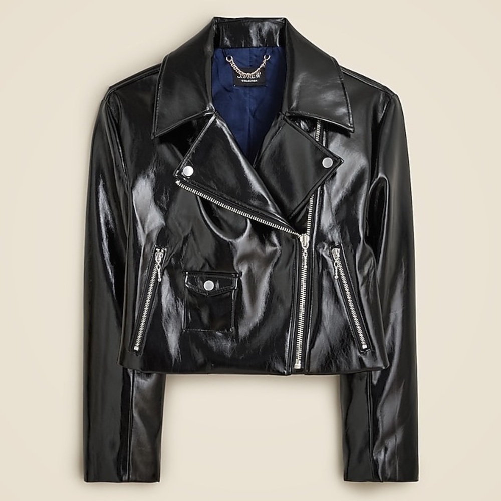 J. Crew Black Patent Leather Moto Jacket